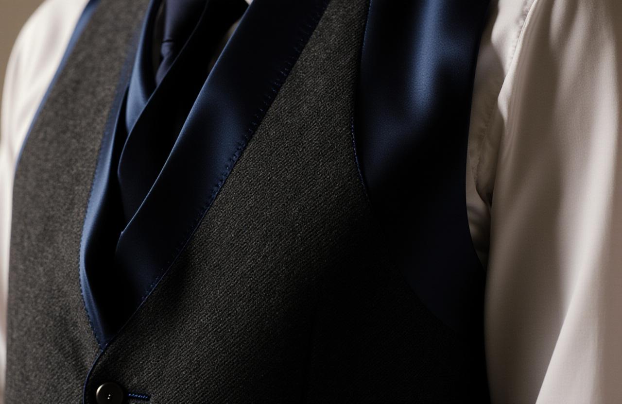 Nahaufnahme einer eleganten, maßgeschneiderten Service-Westen-Struktur