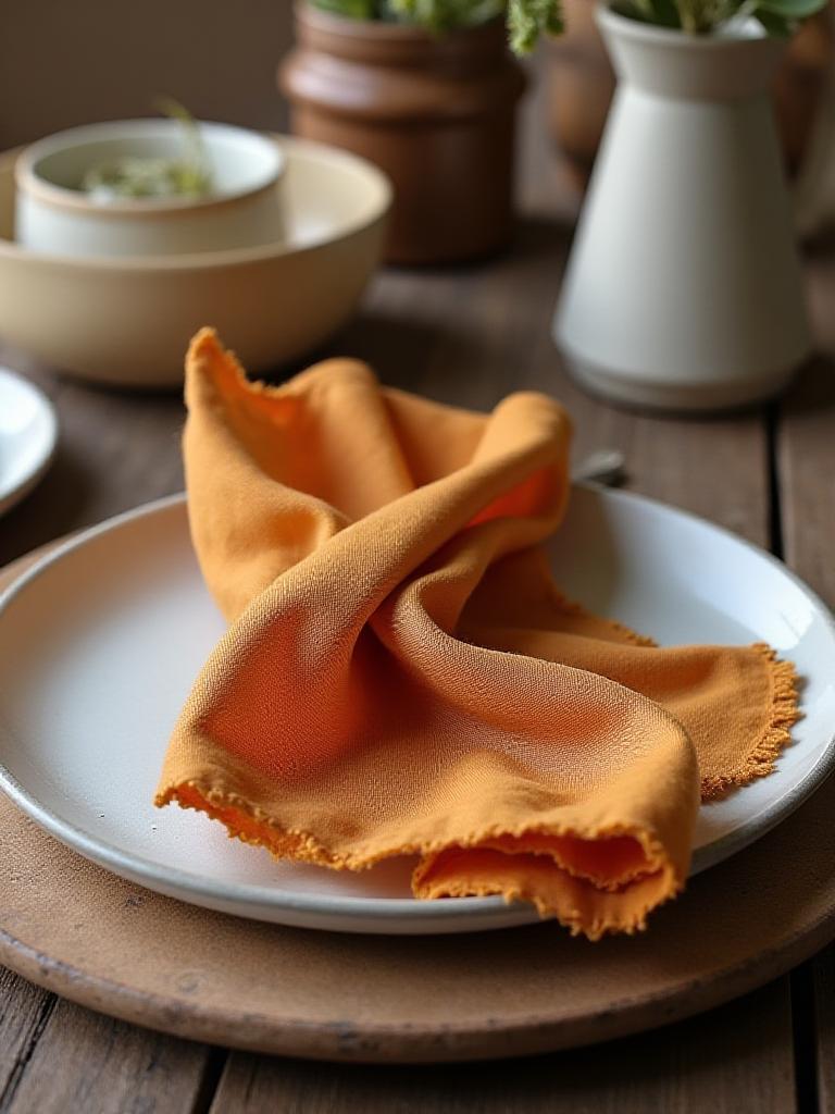 Stone-washed Leinen Serviette in Ocker